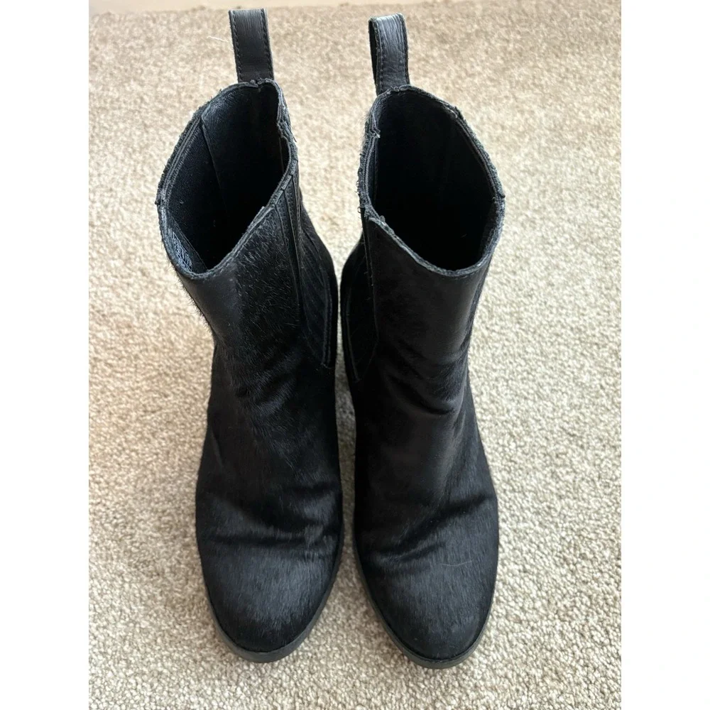 Ugg Black Animal Hair Almond Toe Heeled Pull On Stretch Ankle Boots US‎ 8 - Picture 2 of 6